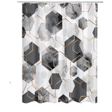 72"W x 84"H Gray White Geometric Hexagon Pattern Polyester Shower Curtain