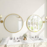 Round 24-inch Circular Bathroom Wall Mirror with Gold Frame