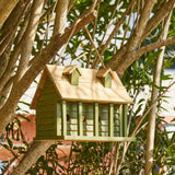 Green Wood Garden Bird House with 1 Compartment and 4 Holes