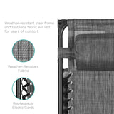 Grey Zero Gravity Folding Reclining Patio Lounge Chair with Canopy Sun Shade
