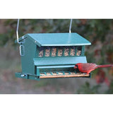Rugged Green Metal Squirrel-Proof Bird Feeder with Easy-Refill Top