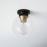 Mid-Century Modern Flush Mount Ceiling Light with Clear Globe Glass Shade