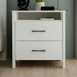 Modern 2-Drawer Nightstand with Open Shelf in Ivory Wood Finish
