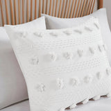 Full/Queen 3-Piece Ivory Pompom Microfiber Comforter Set