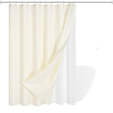 72"W x 72"H Ivory Waffle Textured Shower Curtain Set with Liner
