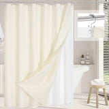 72"W x 72"H Ivory Waffle Textured Shower Curtain Set with Liner