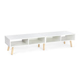 Modern Mid-Century Style TV Stand in White with Wood Legs for TVs up to 65-inch