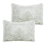 King size Antique White Damask Embroidered 4 Piece Oversized Bedspread Set