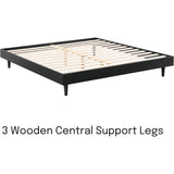King size Mid-Century Modern Platform Bed Frame in Black Wood Finish