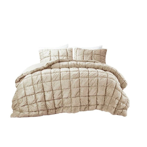King Beige Velvety Soft Down Alternative Comforter Set