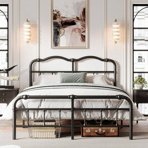 King Size Industrial Vintage Heavy Duty Steel Slat Bed Frame