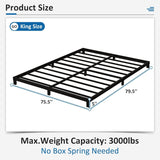 King size 5-inch Heavy Duty Metal Bed Frame with 3,000 lb. Weight Capacity