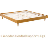King size Mid-Century Modern Platform Bed Frame in Light Wood Finish