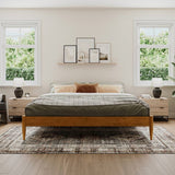 King size Solid Hardwood Platform Bed Frame in Natural Wood Finish