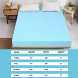 King size 3-inch Thick Gel-Infused Air Foam Mattress Topper in Light Blue