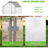 10-Ft x 6.5-Ft Outdoor Walk-in Metal Chicken Coop with Water-Resistant Cover
