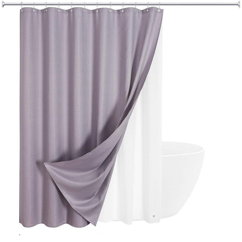 72"W x 84"H Lavender Waffle Textured Shower Curtain Set with Liner