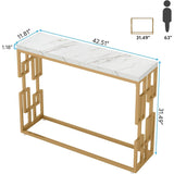 42-inch Modern Console Sofa Table with White Faux Marble Top and Gold Frame
