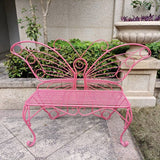Modern Outdoor Butterfly Garden Bench in Pink Metal Finish