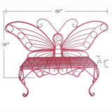Modern Outdoor Butterfly Garden Bench in Pink Metal Finish