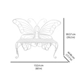 Modern Outdoor Butterfly Garden Bench in White Metal Finish