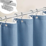 72"W x 72"H Blue Waffle Textured 3 in 1 Shower Curtain Set