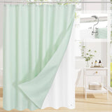 72"W x 84"H Mint Green Waffle Textured Shower Curtain Set with Liner