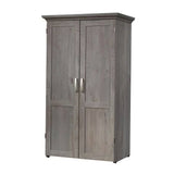 Armoire with Drop Leaf Laptop Desk Craft Table in Grey Oak Finish - Made in USA