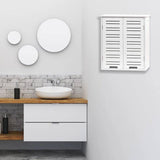 Wall-Mount Bathroom Storage Cabinet with Louver Doors in White Wood Finish