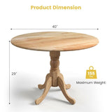 40-inch Round Solid Wood Farmhouse Kitchen Dining Table in Natural Wooden Finish