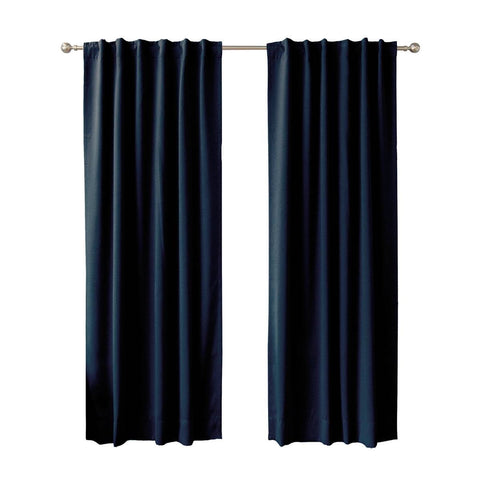 52 x 102 inch Solid Navy Blue Thermal Blackout Curtain Panels - Set of 2