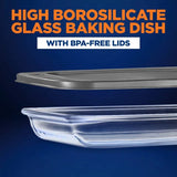 Set of 4 - Rectangular Oven Safe Glass Bakeware Set with Grey Plastic Lids
