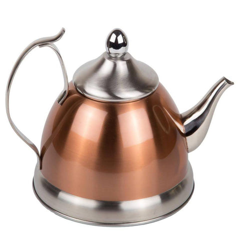 1 Quart Stainless Steel Teapot Kettle in Copper Finish with Tea Infuser