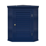 Navy Wall Mounted Corner 1-Door Louvered Bathroom Wall Cabinet