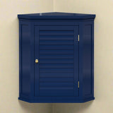 Navy Wall Mounted Corner 1-Door Louvered Bathroom Wall Cabinet