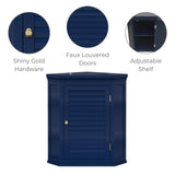 Navy Wall Mounted Corner 1-Door Louvered Bathroom Wall Cabinet