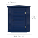 Navy Wall Mounted Corner 1-Door Louvered Bathroom Wall Cabinet