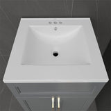 Modern Gray Wood Finish Bathroom Vanity with White Ceramic Sink