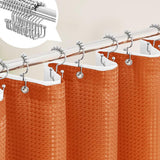 72"W x 78"H Burnt Orange Waffle Textured Shower Curtain Set with Liner