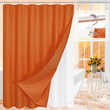 72"W x 84"H Burnt Orange Waffle Textured Shower Curtain Set with Liner