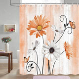 72"W x 78"H Orange Vibrant Floral Butterfly Polyester Shower Curtain
