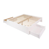 King Size 2 Drawer Storage White Wooden 4 Post Platform Bed  Frame