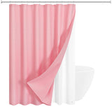72"W x 84"H Pink Waffle Textured Polyester Shower Curtain Set with PEVA Liner