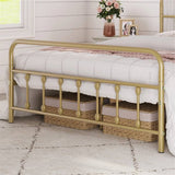 Queen Vintage Antique Gold Metal Platform Bed Frame with Headboard Footboard