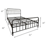 Queen Classic Farmhouse Black Metal Bed Frame with Rounded Headboard Footboard