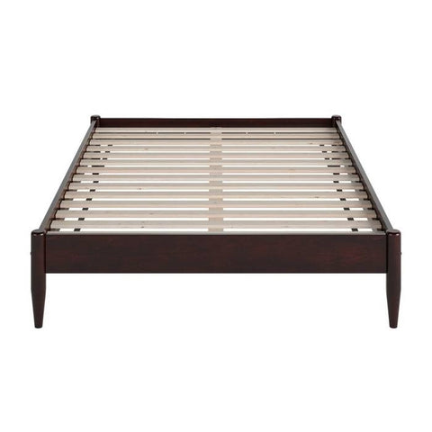 Queen Size Solid Hardwood Victorian Style Espresso Platform Bed