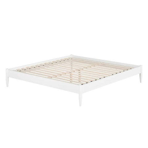 Queen Size Solid Hardwood Victorian Style White Platform Bed