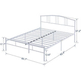 Queen size White Metal Platform Bed Frame with Arched Headboard