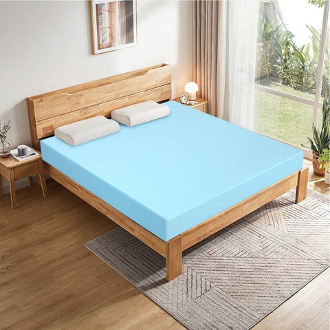 Queen size 3-inch Thick Gel-Infused Air Foam Mattress Topper in Light Blue
