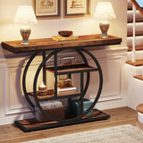 Modern Industrial 41-inch Long Narrow Entryway Foyer Console Table with Shelves